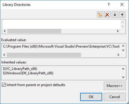 Screenshot of the Library Directories dialog.