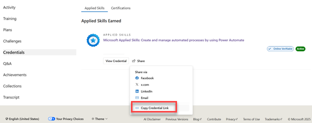 Applied skills earned