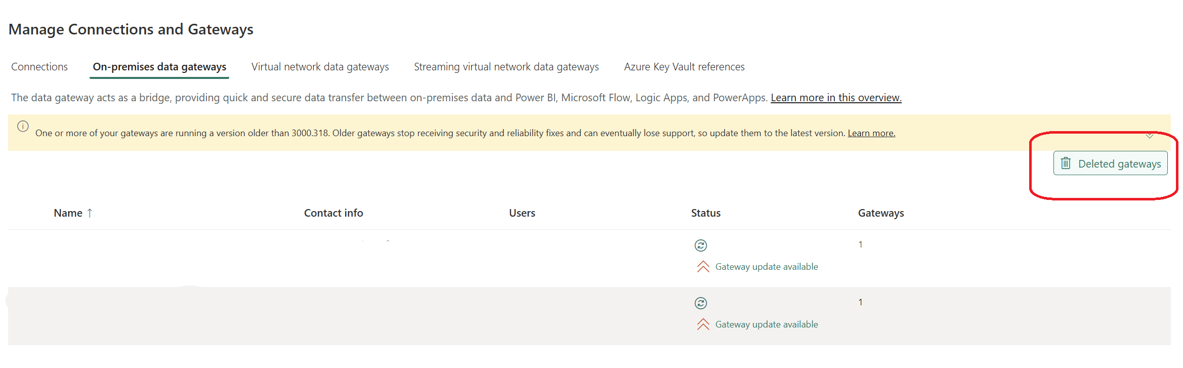 Screenshot of the option to remove a gateway cluster.