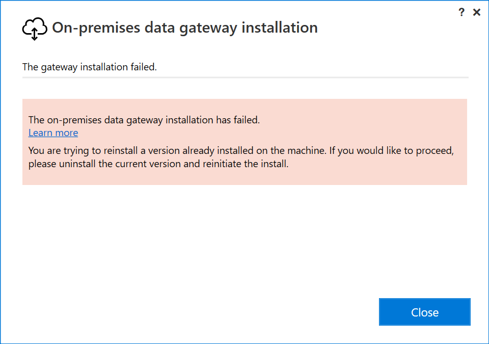 Gateway installation error.