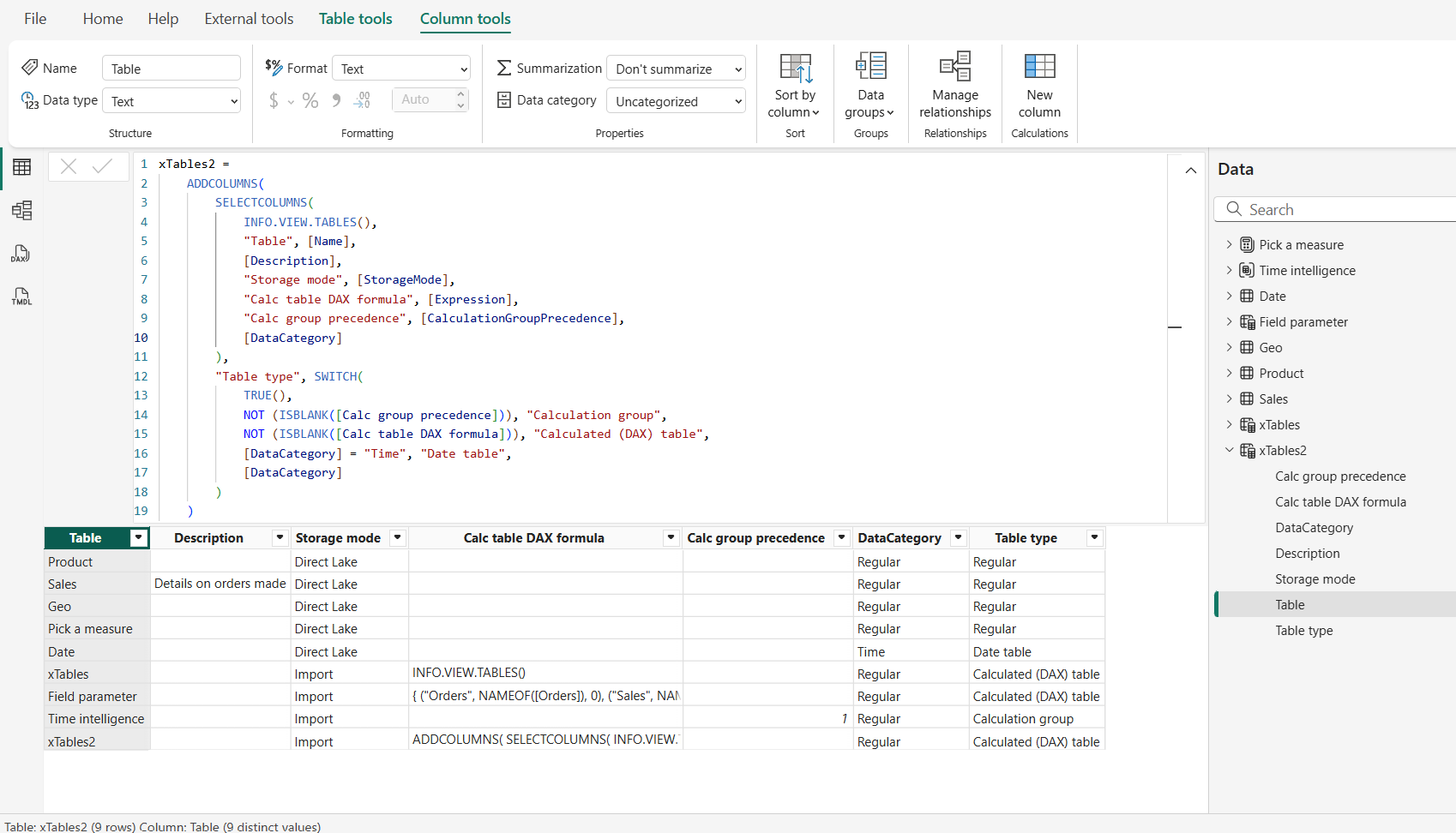 Info view tables function dax dax microsoft learn