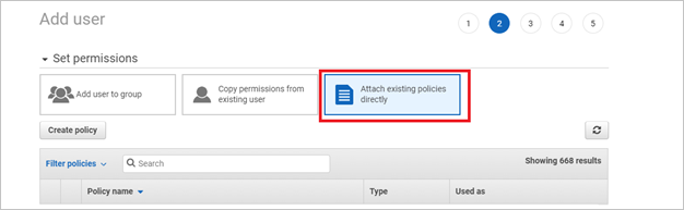 Attach existing policies.