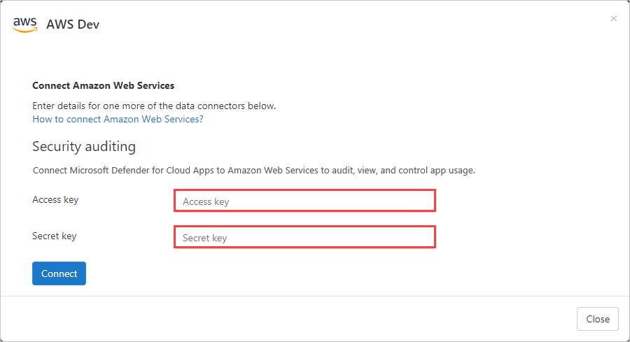Connect AWS app security auditing for existing connector.