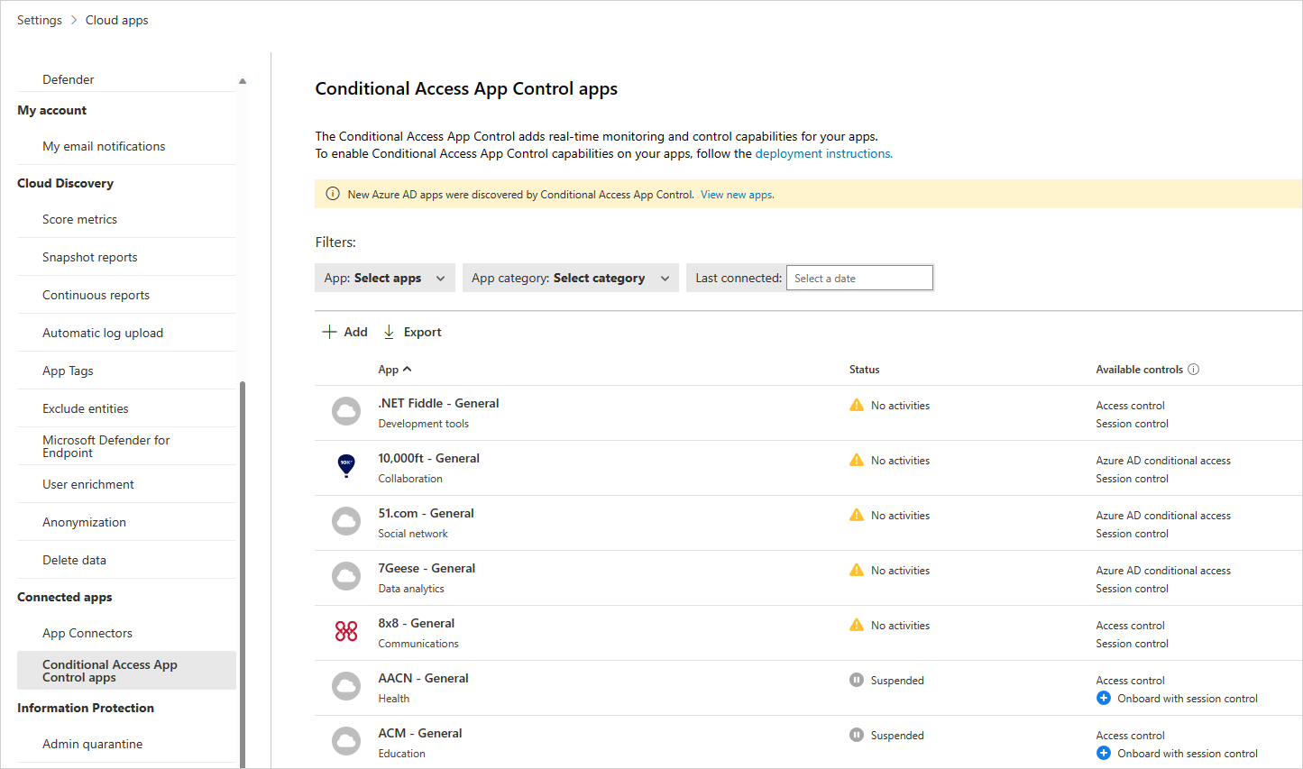 Conditional access app control apps.