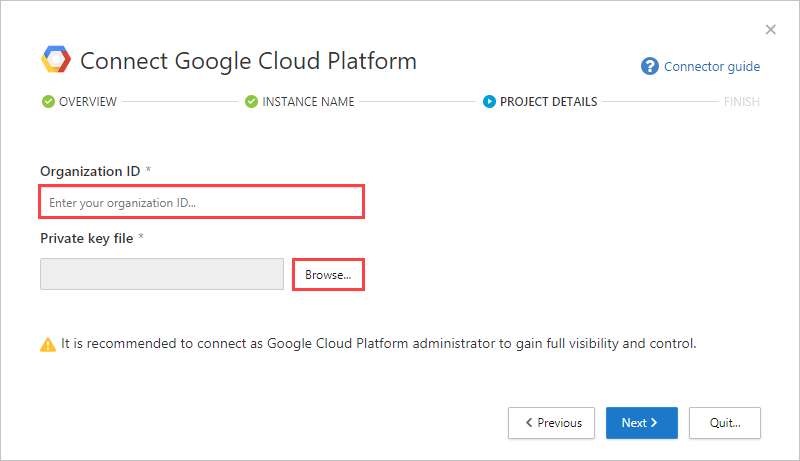 Add GCP project details.