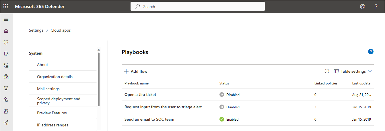 view playbooks in Defender for Cloud Apps.