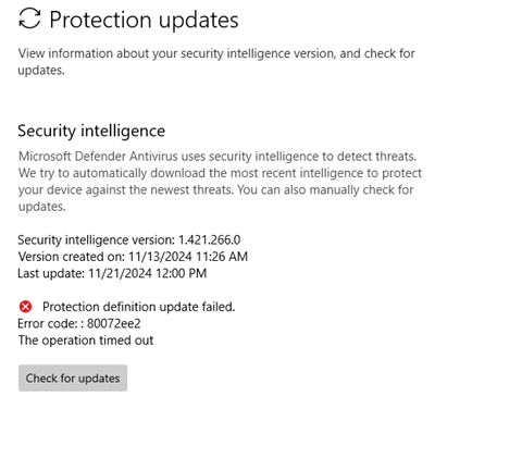 Troubleshoot Microsoft Defender Antivirus Security intelligence ...