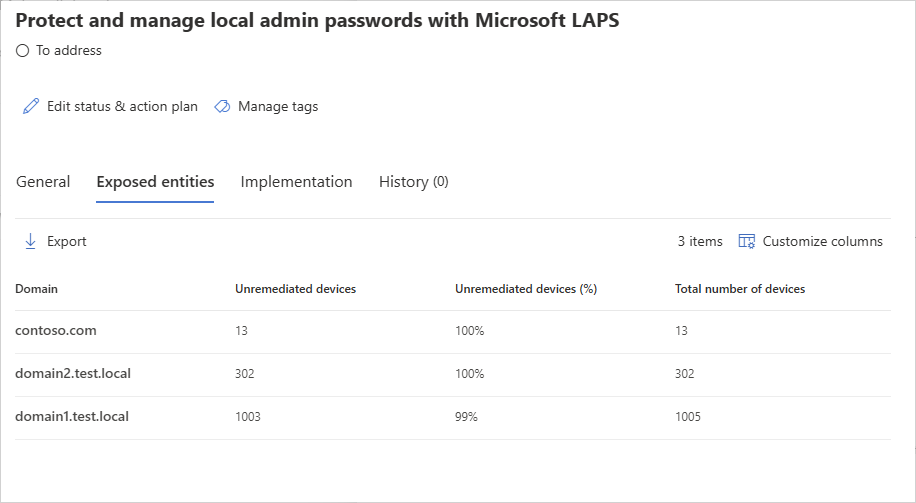 Select domain with devices unprotected by LAPS.