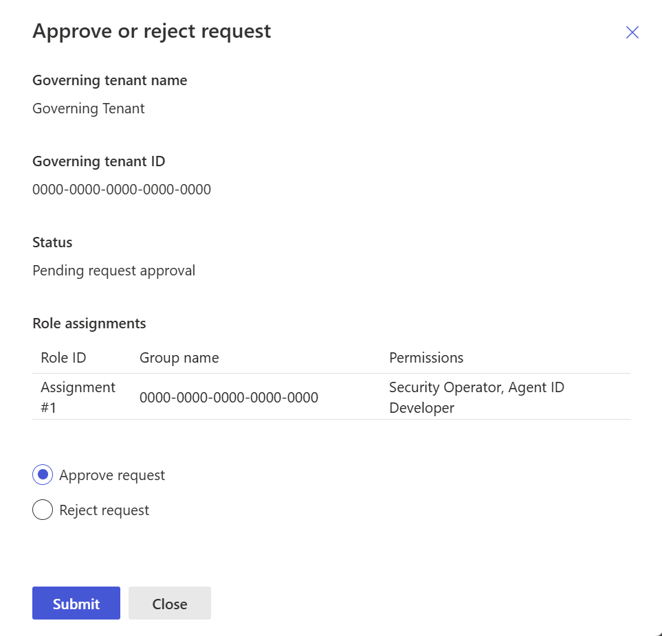 Screenshot showing options to approve or reject the access request.