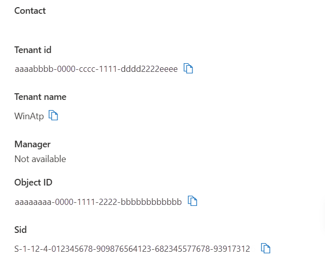 Screenshot of tenant details on identity.