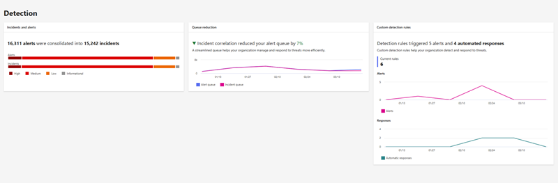 Screenshot of the Detection section in the security summary report