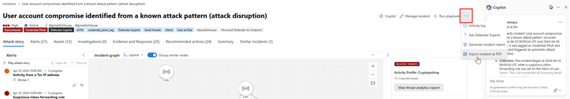 Screenshot highlighting the More actions ellipsis on the incident page.