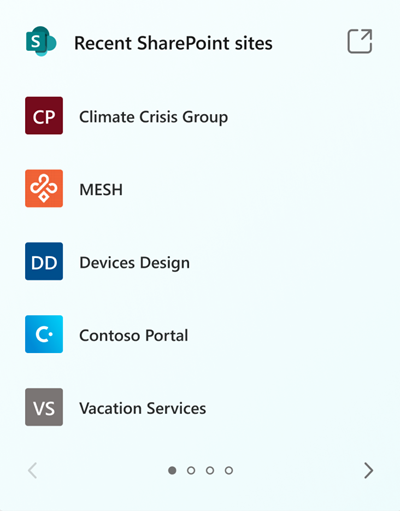 List of recent SharePoint sites
