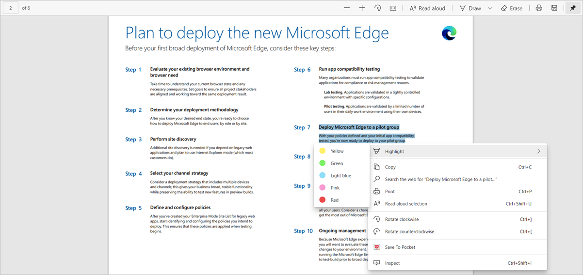 Use the highlight option in PDF reader