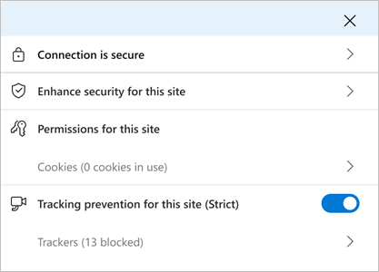 Shows the option to enhance security for current site.