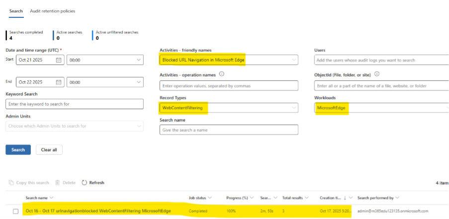 Screenshot showing detailed view of URL navigation record