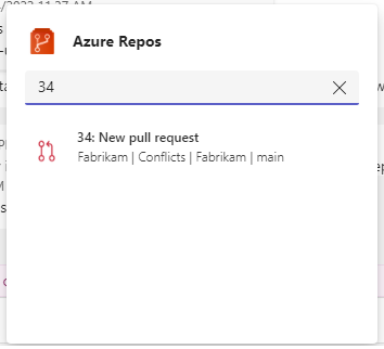 Screenshot showing Teams notification of a pull request.