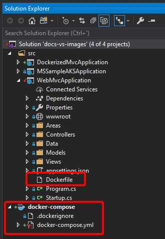 Docker files in Solution Explorer in Visual Studio