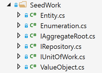 Screenshot of the classes contained in the SeedWork folder.