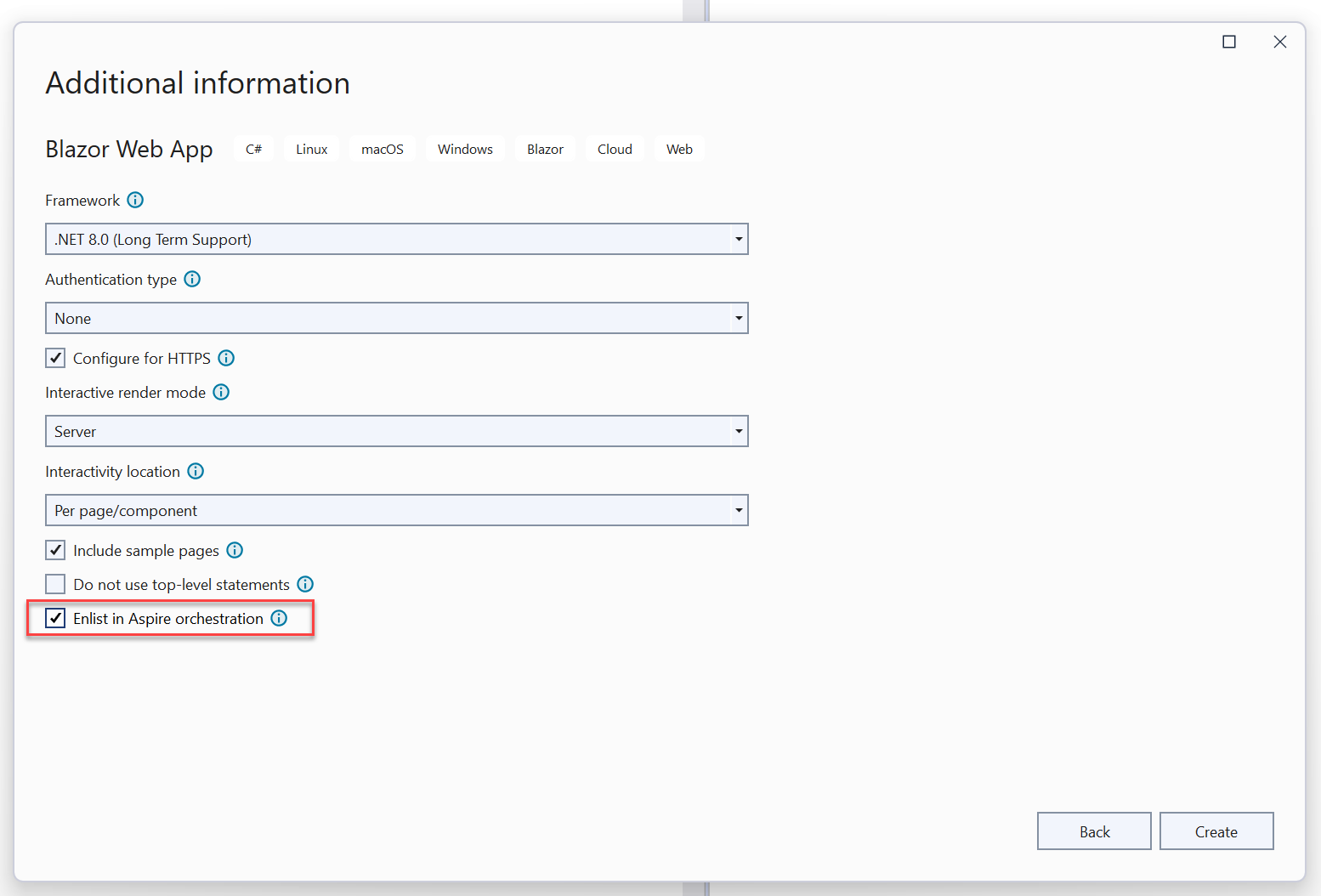 A screenshot showing how to enlist in .NET Aspire orchestration.