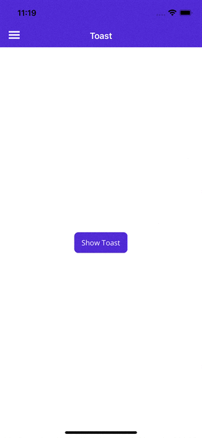 Screenshot of an Toast on iOS