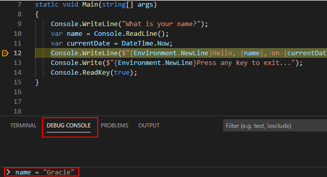 Debugging C# in Visual Studio Code