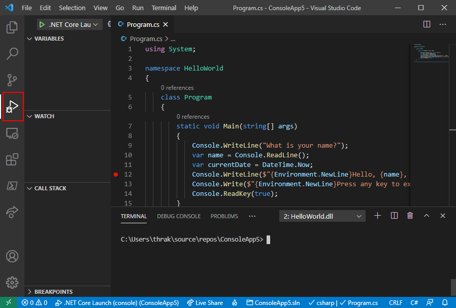 debug-a-net-console-application-using-visual-studio-code-net-microsoft-learn