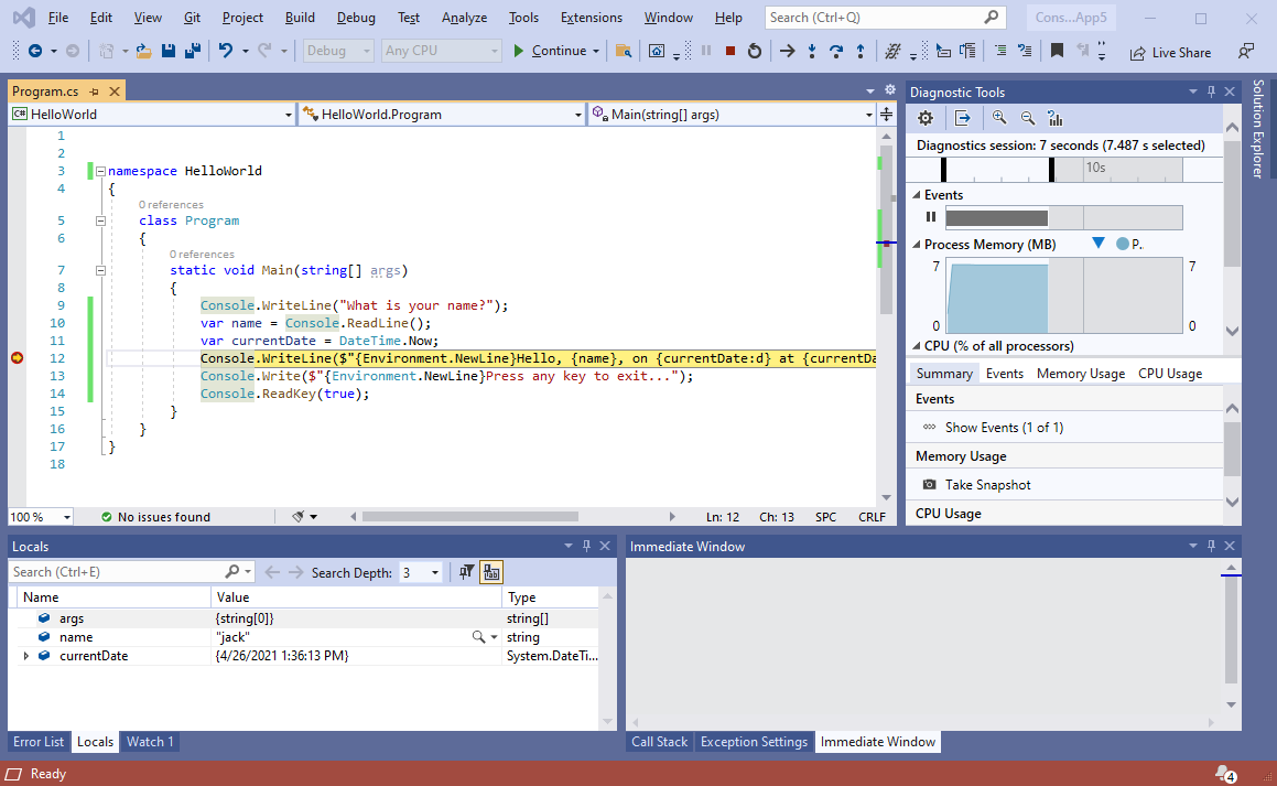 Tutorial: Create a simple C# console app - Visual Studio (Windows)