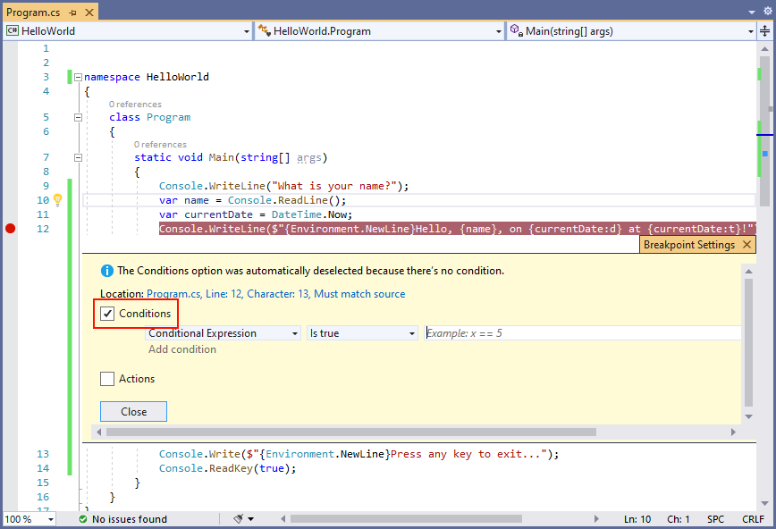 Debug A NET Console Application Using Visual Studio NET Microsoft 