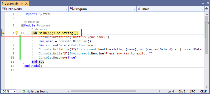 Debug a .NET console application using Visual Studio - .NET | Microsoft  Learn