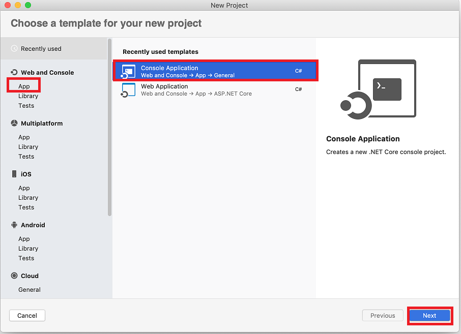 Create A Net Console Application Using Visual Studio For Mac Net Microsoft Learn