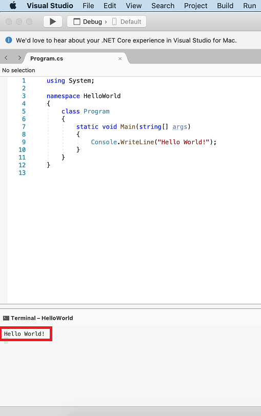 Create a .NET console application using Visual Studio for Mac - .NET |  Microsoft Learn