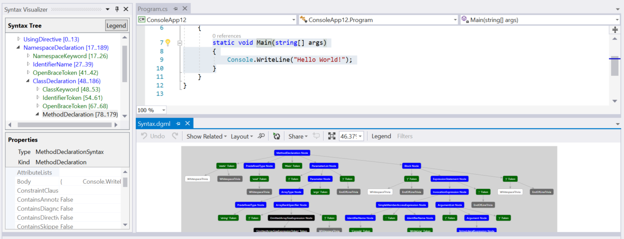 Explore code with the Roslyn syntax visualizer in Visual Studio | Microsoft  Learn