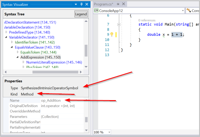 Symbol properties in Syntax Visualizer