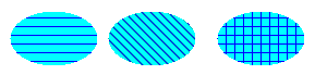Aboutgdip02_art18 Screenshot of three ellipses that are filled with a horizontal hatch brush, forward diagonal hatch brush, and a cross hatch brush.