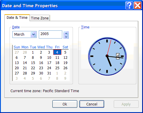 Final result Date and Time Properties dialog box