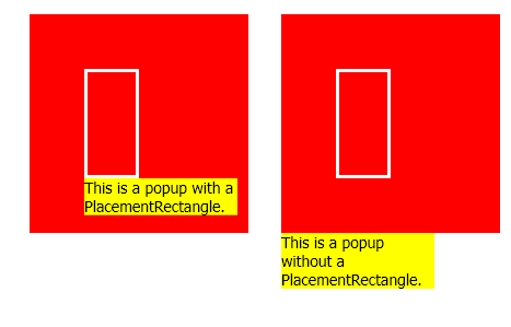 Popup with and without PlacementRectangle