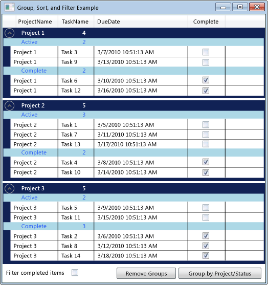 Grouped data in a DataGrid