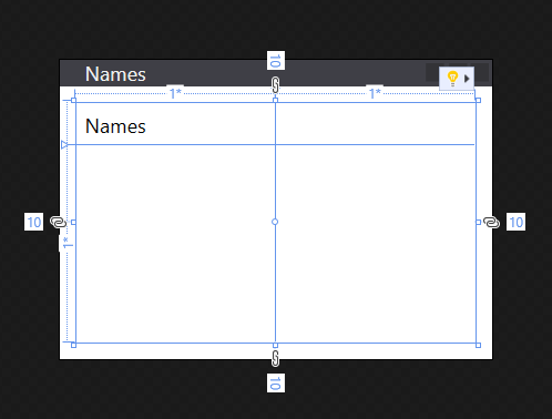 A WPF app with the margin set on a grid and a label control in the first row