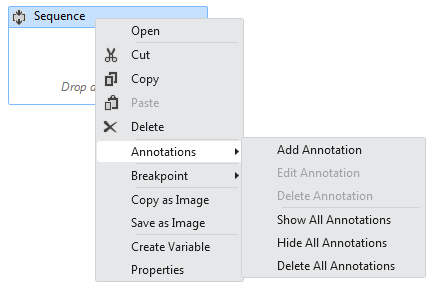 Screenshot showing a menu for adding annotations.