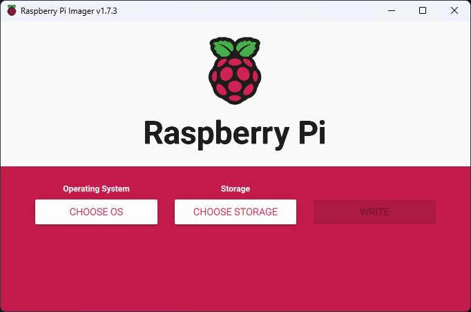 Animated GIF showing the Raspberry Pi Imager tool. The user selects 'RASPBERRY PI OS LITE (64-BIT) from the list of available operating systems.