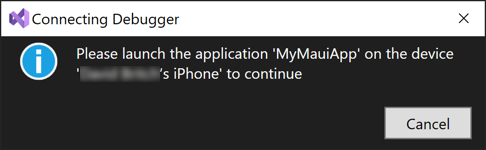 Screenshot of the dialog asking you to launch the app on your device.