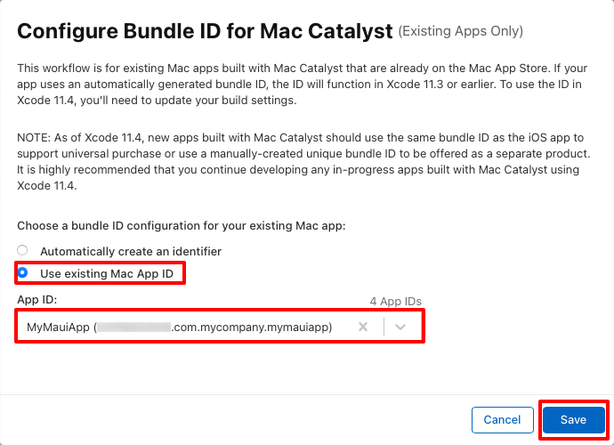Configure the Bundle ID for Mac Catalyst.