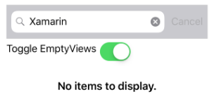 Screenshot of a CollectionView vertical list with swapped empty views.
