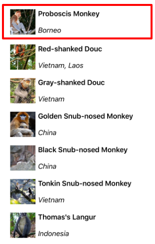 Screenshot of a CollectionView vertical list with ScrollToPosition.Start.