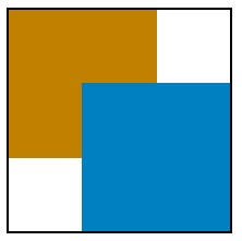 Screenshot of the two overlapping rectangles, using the Normal blend mode.