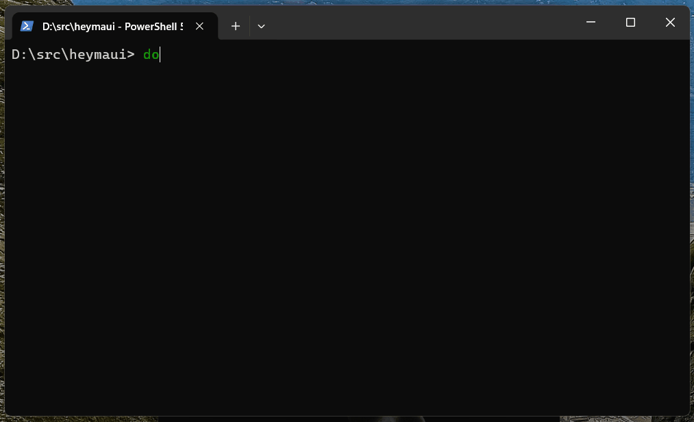 GIF of dotnet run selections on Windows for Android