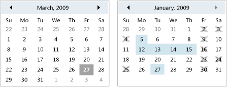 Calendar controls
