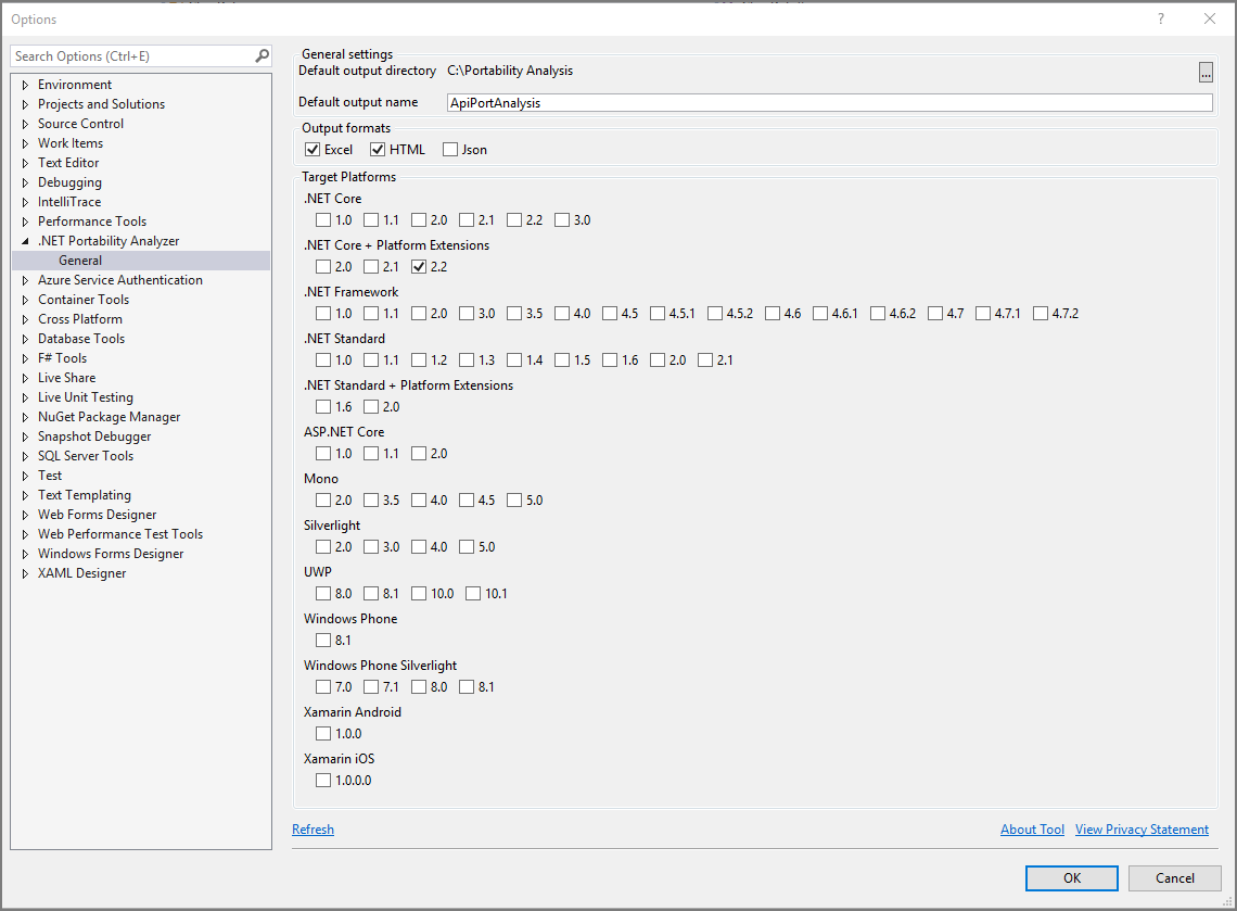 Screenshot of portability analyzer.