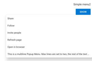 Surface Duo showing a popup menu